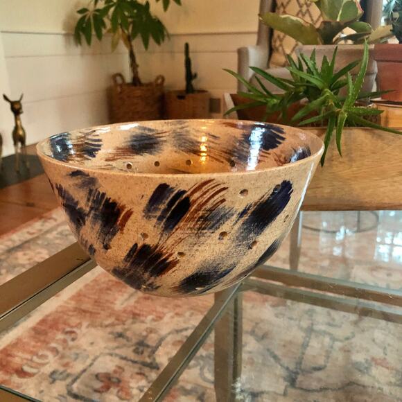 Vintage Handmade Ceramic Colander, Pottery Strainer, Berry Bowl, 90s - Picture 3 of 9